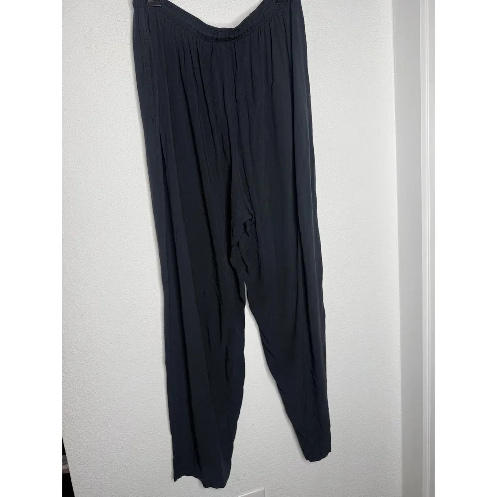 Jams World Vintage Black Rayon Pants Womens XL Elastic Waist Pull On Hawaii